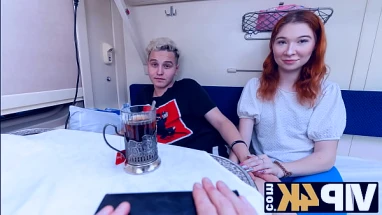 VIP4K. Young redhead does anal for a strangers attention in the train