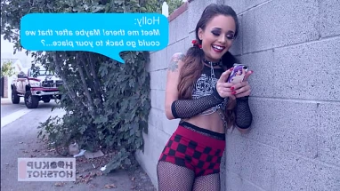 Tiny Goth Girl Holly Hendrix's Pushes A Huge Cock Up Her Ass