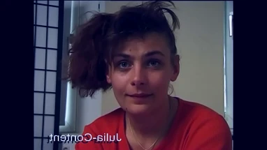 Shy girl do blowjob in front of camera